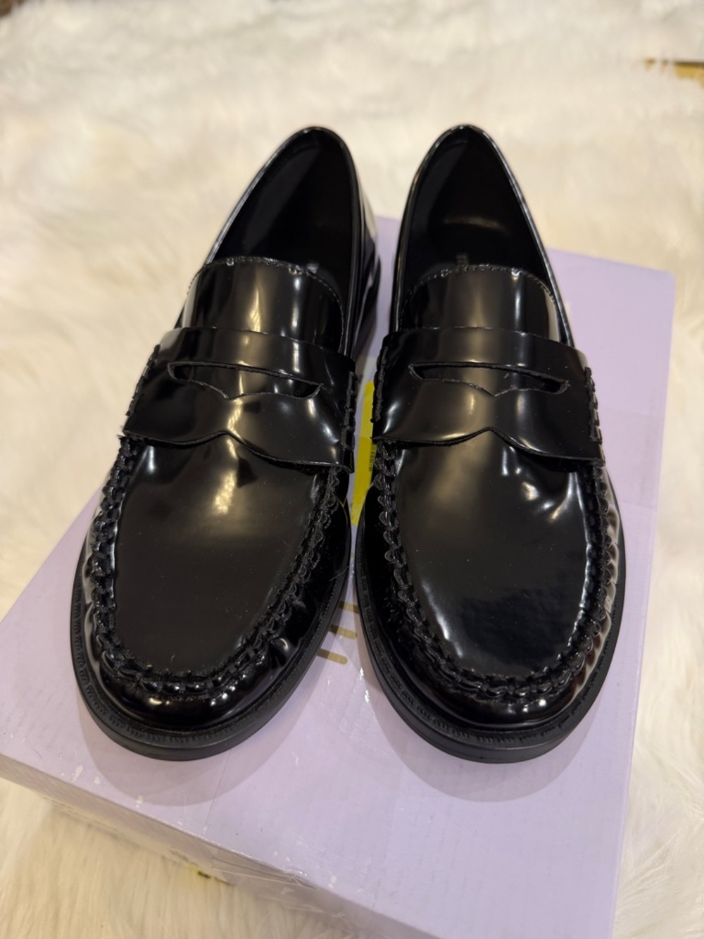 Madden Girl Glossy Black Penny Loafers